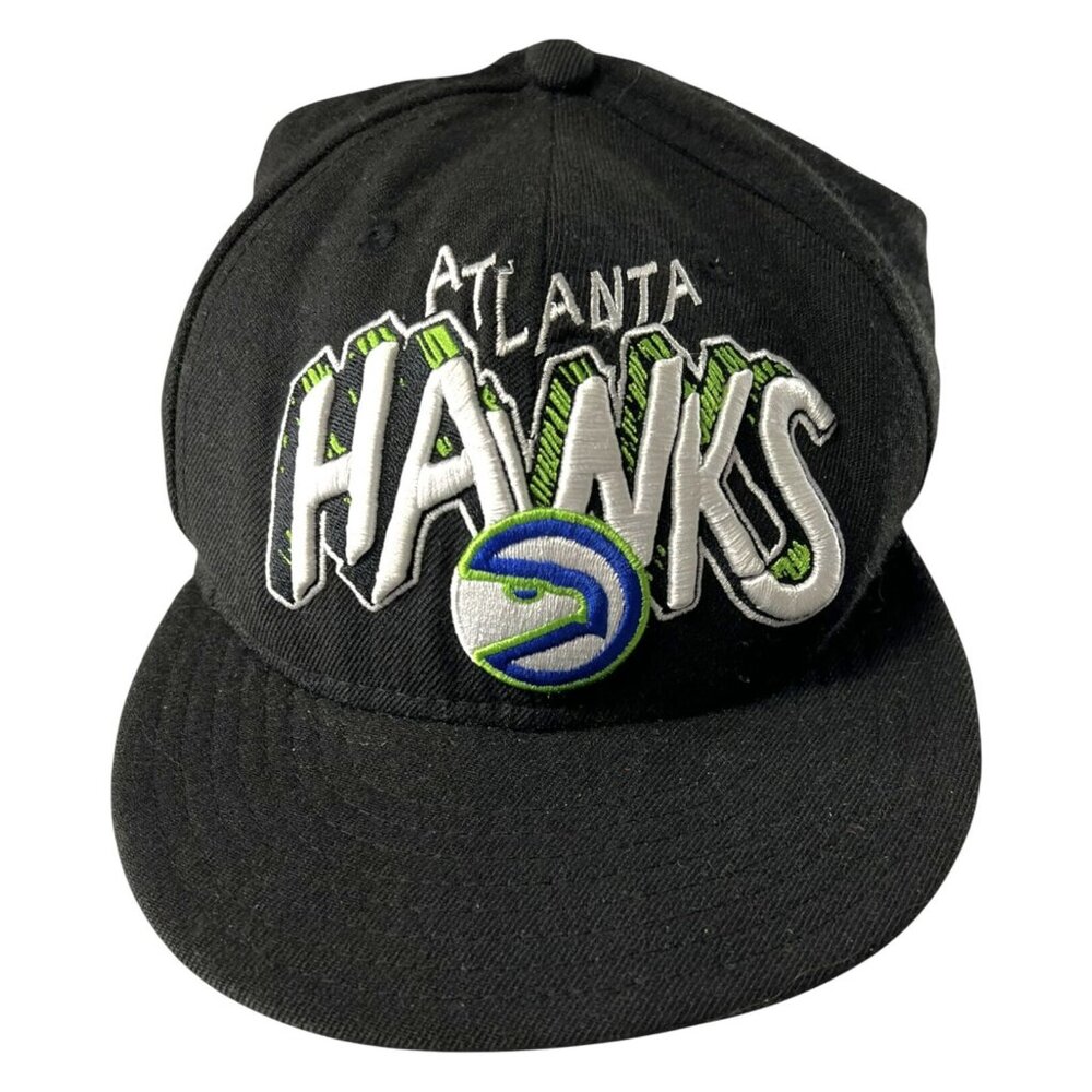Vintage Atlanta Hawks Hat Cap Snap Back‎ NBA Basketball Black Green New Era 90s